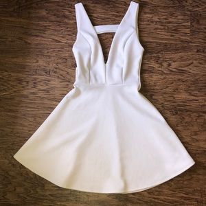 Low Cut White Skater Dress